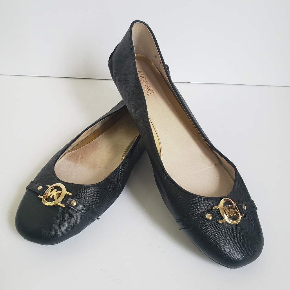Michael Kors BlackBallet Flats with gold